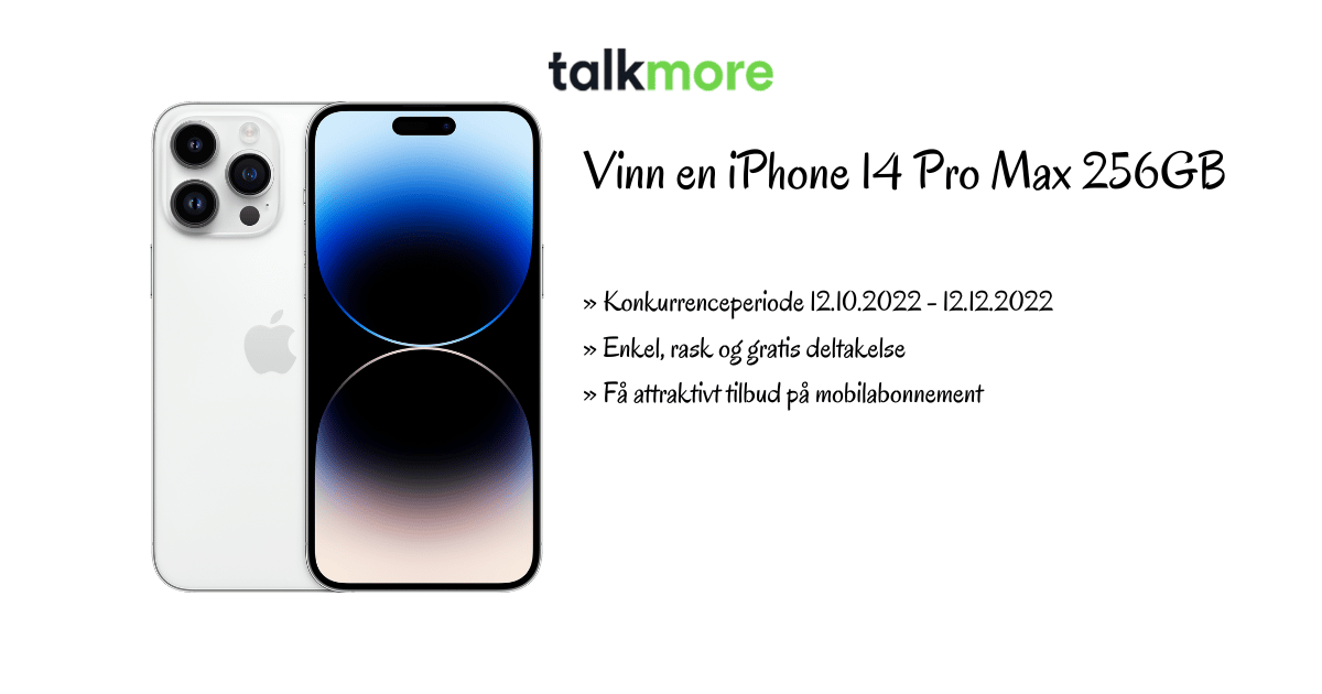 Talkmore konkurranse: Vinn en Iphone 14 Pro Max